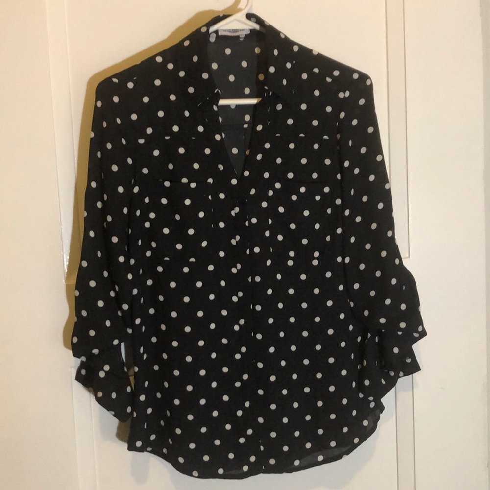 Black Polka Dot Portofino shirt from Express